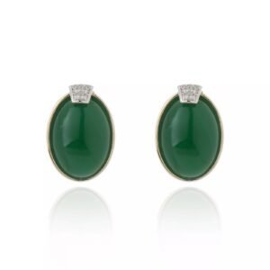 Brinco Botão Pedra Agatha Verde com Cristais Ouro ITALIAN GLAM 80 - Cristina Sabatine