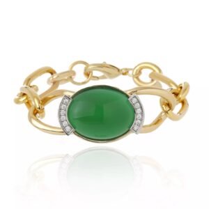PULSEIRA ELOS COM PEDRA VERDE E CRISTAIS ITALIAN GLAM 80 - Cristina Sabatini