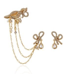 Brinco + Earcuff Afeto Claudia Arbex Ouro Vintage