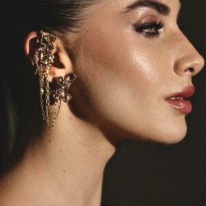Brinco + Earcuff Afeto Claudia Arbex Ouro Vintage - Imagem 2