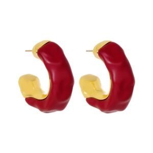Brinco Meia Argola Metal E Resina Cherry - Nádia Gimenes