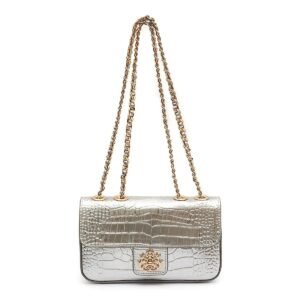 Bolsa Anne Em Couro NEW CROCO PRATA OURO - Isla