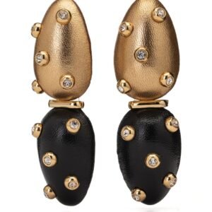 Brinco Convexo Duo Preto E Dourado - Gutê