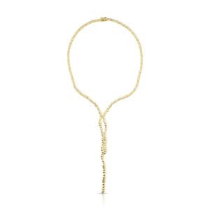 Colar Dourado Em Y Texturizado - Dourado Liso
