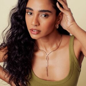 Colar Dourado Em Y Texturizado - Dourado Liso - Imagem 2