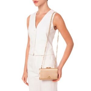 Bolsa Clutch Eva Em Cetim Ouro - Isla - Imagem 2