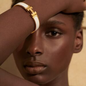 Bracelete H Branco Ouro