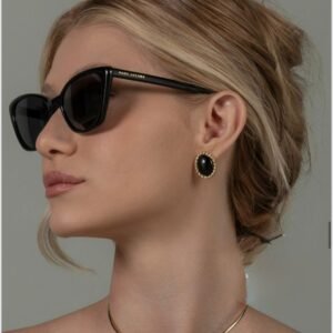 Brinco Oval Onix Folheado  Ouro