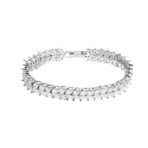 Pulseira Riviera Inteira Navette Dupla Zirconia Branca 17CM