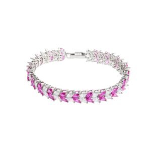 Pulseira Riviera Inteira Navete Dupla Rubelita 17CM