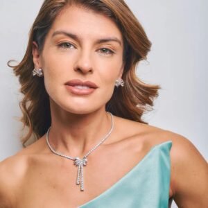 Colar Riviera Laço Zirconia Branca - Imagem 2
