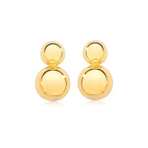 Brinco Dupla Esfera Lisa Ouro - Imagem 1