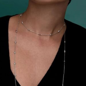 Colar Longo Ródio Com Cristais - Imagem 2