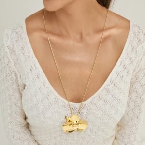 Colar Orquídea (Corrente) Longo - Anna Prata - Imagem 2