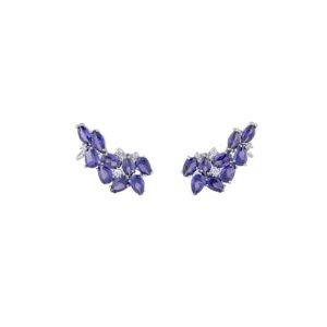 Earcuff Pedras Amestista Ródio Branco - Imagem 1