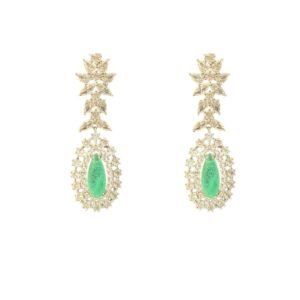 Brinco Gota Shine Verde Prata