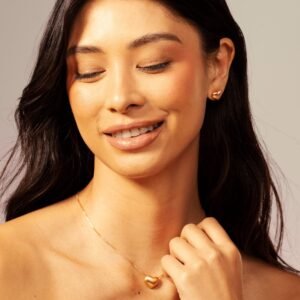 Conjunto Dourado Com Corações Foscos Golden Heart - Imagem 2