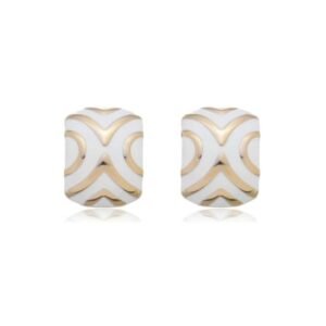 Brinco Retangular Esmaltado Branco - Imagem 1