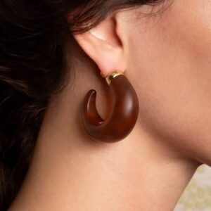 BRINCO MEIA ARGOLA PIGMENTO ONCAeDOURADO - NÁDIA GIMENES - Imagem 2