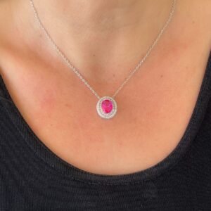 Colar Oval Pink Ródio