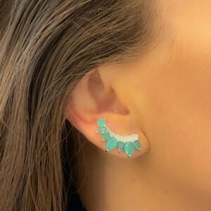 Brinco EarCuff 6 Gotas e uma Pedra Redonda - Imagem 2