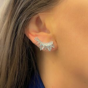Brinco EarCuff Água Marinha 6 Gotas e Uma Pedra Redonda - Imagem 2