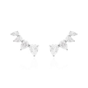 Brinco EarCuff 4 Gotinhas Cristais Transparentes Ródio - Imagem 1