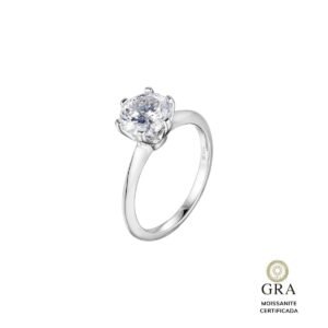 Anel Solitário Aro19 Moissanite Prata 925, 8MM e 2ct - Imagem 1