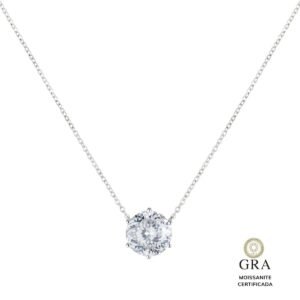 Colar Ponto De Luz Moissanite Prata 925, 11MM e 5ct - Imagem 1