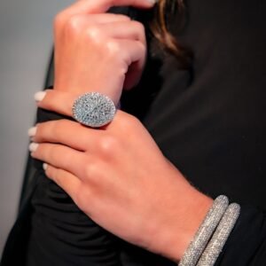 BRACELETE CRAVEJADO SHINE PRATEADO - JULIANA MANZINI - Imagem 2