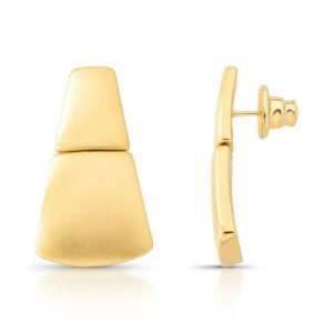 Brinco Duplo Geométrico Dourado Fosco