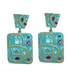 Brinco Quadrado Turquesa - Gio Bernardes - Imagem 1