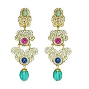 Brinco Pérola Com Pedras Coloridas - Gio Bernardes - Imagem 1