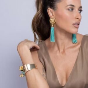 Brinco Tassel Turquesa - Gio Bernardes - Imagem 2