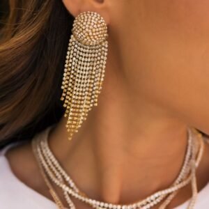 Brinco  Longo Light Peach ouro - juliana ManzinI - Imagem 1