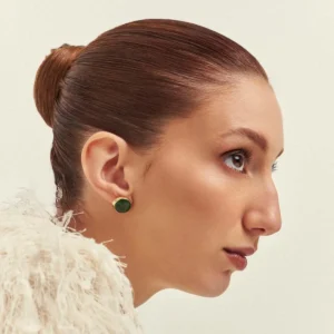 BRINCO REDONDO E ESMALTADO COM ZIRCÔNIA VERDE ESCURO - Imagem 2