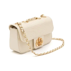 MINI BOLSA ANNE EM COURO LIZARD VANILLA OURO - Isla - Imagem 2