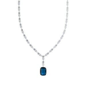 Colar Riviera Ródio Pedra Azul