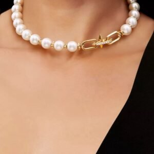 Colar Pérolas Com Elo Cravejado