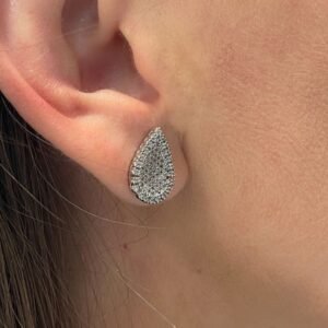 Brinco Gota Cravejada Ródio - Imagem 1