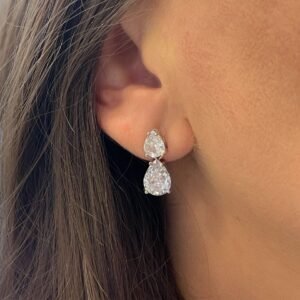 Brinco Duplo Gota Ródio - Imagem 1