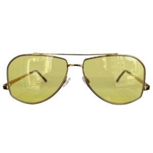 Óculos Aviador Metal Under Dourado Lente Amarela - AC Brazil - Imagem 1