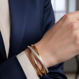 Pulseira Trio Entrelaçada Cravejada - Imagem 2