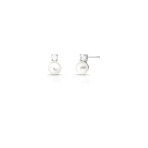 Brinco Cristal Pérola Prata 925 - Imagem 1