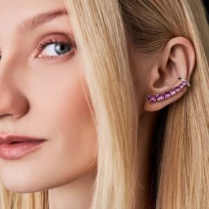 Brinco EarCuff Rosa Prata 925 - Imagem 1