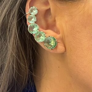 Brinco EarCuff Verde Ródio - Juliana Manzini - Imagem 1