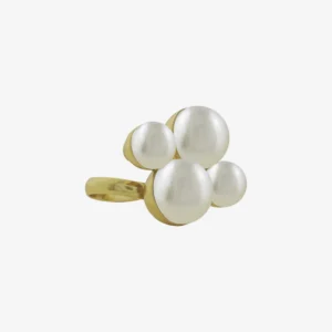 Anel 4 Pérolas Ajustável Dourado - SD por Sheila Morais