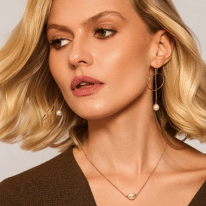 Colar Dourado Curto Pérola Pearl Line - Imagem 2