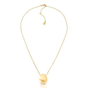 Colar dourado curto fosco com pingente botton