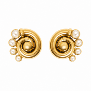 Brinco Ciclos Espiral Com Pérola - Morena Canela - Imagem 2